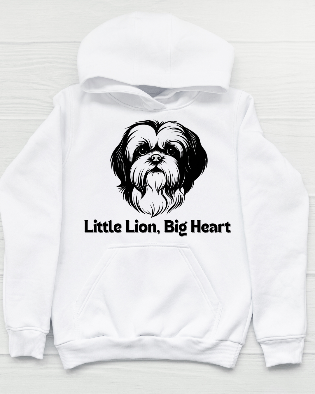 White hoodie with a black dog