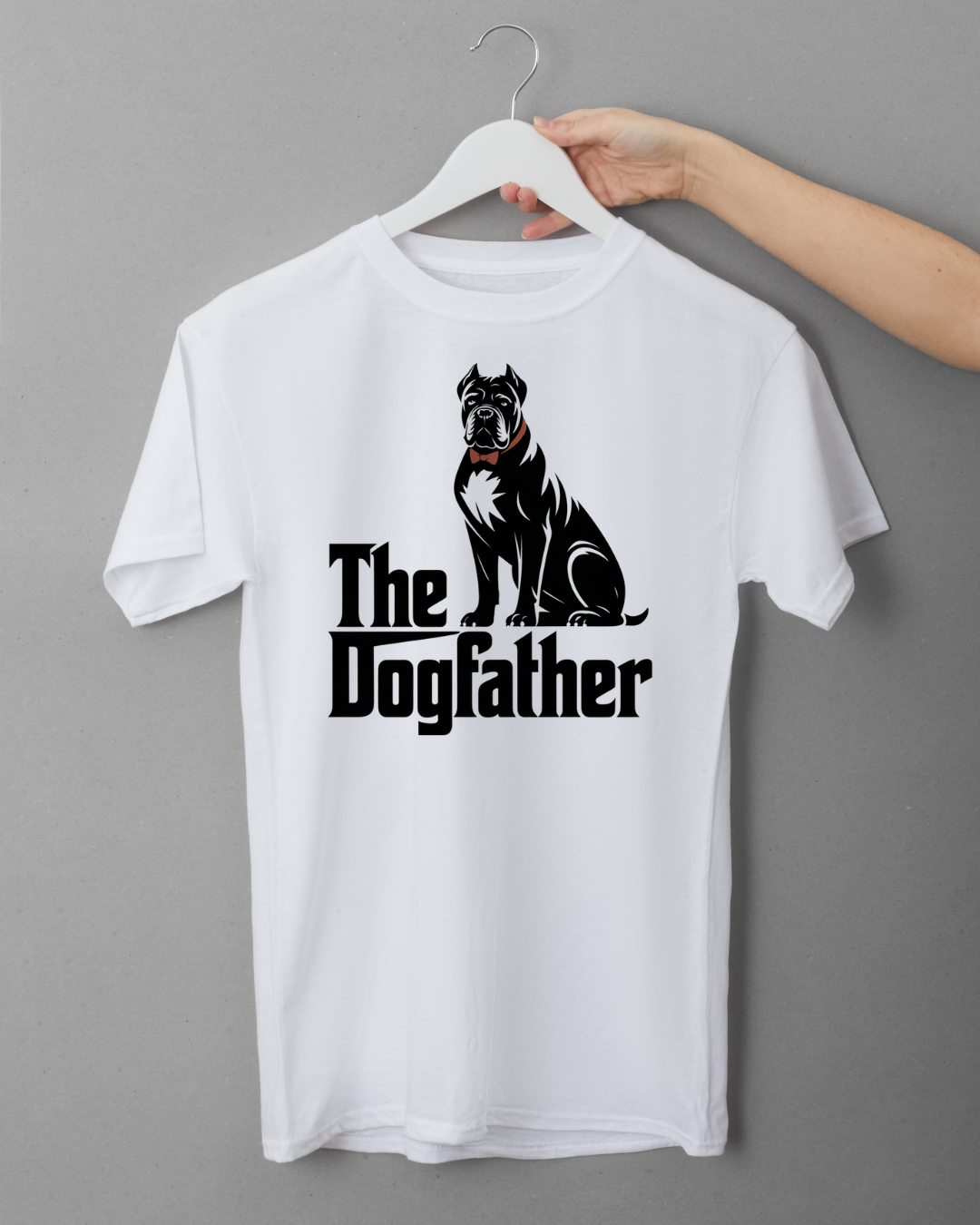 White t-shirt with The Dogfather Print Tee